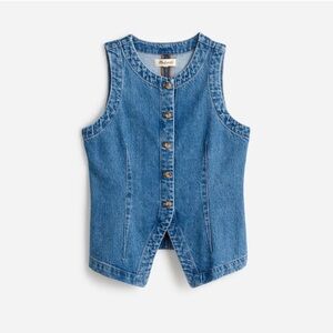 Madewell Denim Crewneck Vest in Java Wash